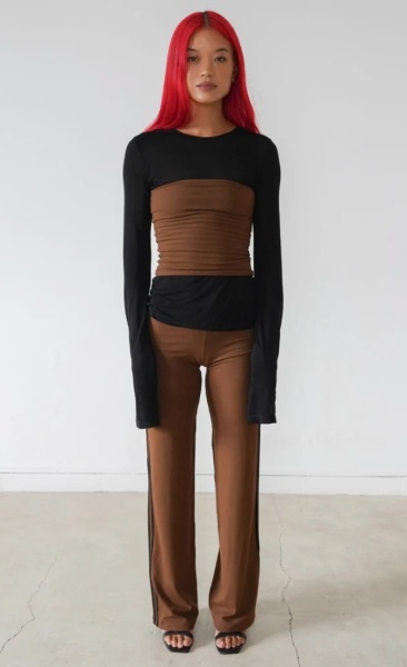 StudioK 93' Low Rise Stripe Pants Tiramisu Black - 6