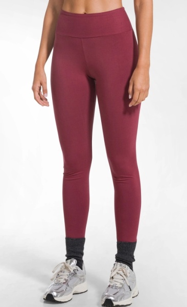 Natural High Waist Leggings - Cherry Red - 1