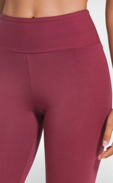 Natural High Waist Leggings - Cherry Red - 2