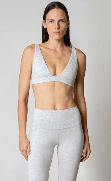 StudioK V-neck Bra Rib - Grey Melange
