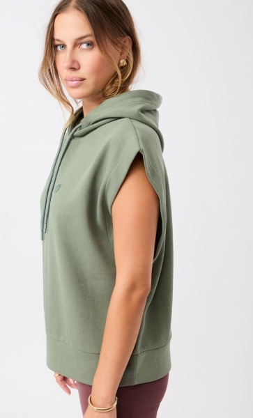 Mandala Hoodie Vest - Charcoal Green