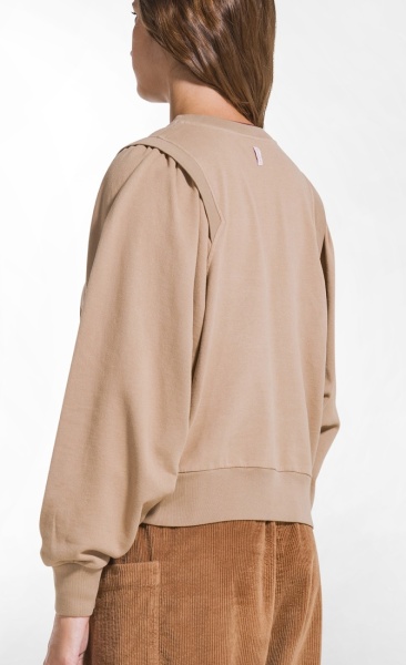 Gathered Shoulder Sweatshirt - Soft Ivory - 2
