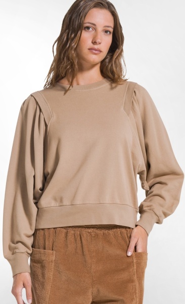 Gathered Shoulder Sweatshirt - Soft Ivory - 3