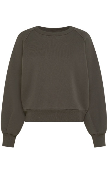 Back Pleated Sweatshirt - Cocoa Brown - 2