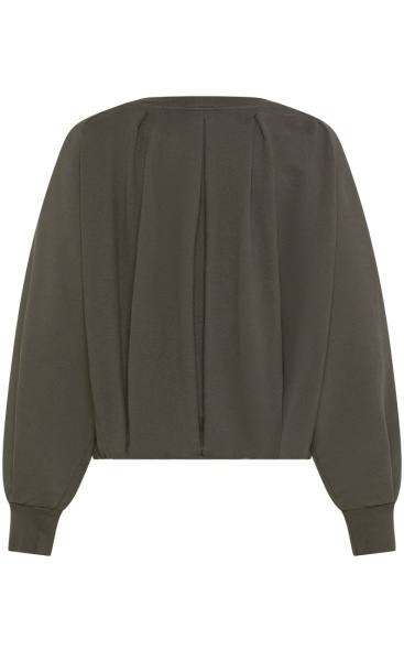 Back Pleated Sweatshirt - Cocoa Brown - 3