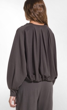 Back Pleated Sweatshirt - Cocoa Brown