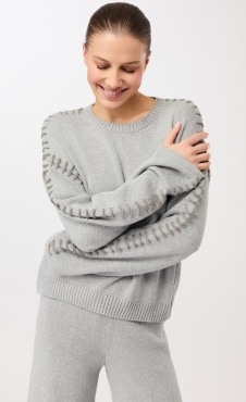 Mandala Loose Pullover - Tshirt grey