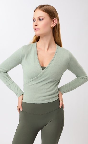 Mandala Rib Knit Wrap Jacket - Desert Green - 1