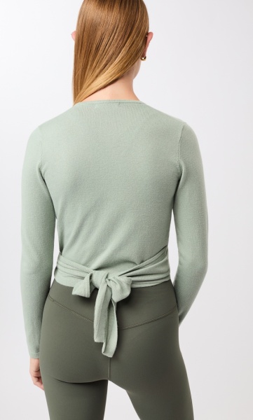 Mandala Rib Knit Wrap Jacket - Desert Green - 2