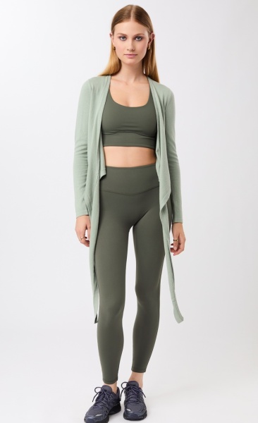 Mandala Rib Knit Wrap Jacket - Desert Green - 3