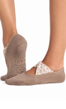 Tavi Noir Grip Socks Penny - Leopard Sand
