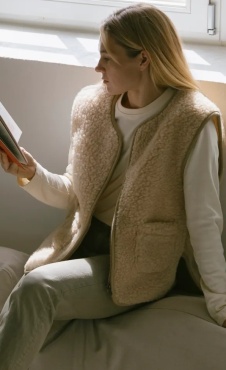 Merino Wol Vest Island - Natural